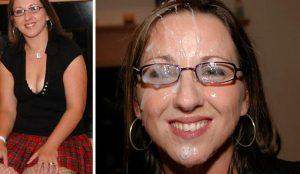 Cum On Her Glasses amateur bukkake scene with Carly Cumslut