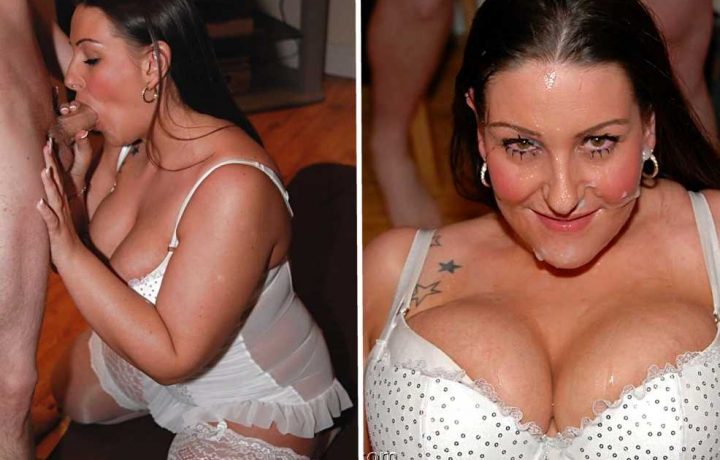 Cum On Big Tits. British Bukkake with Busty Dani.